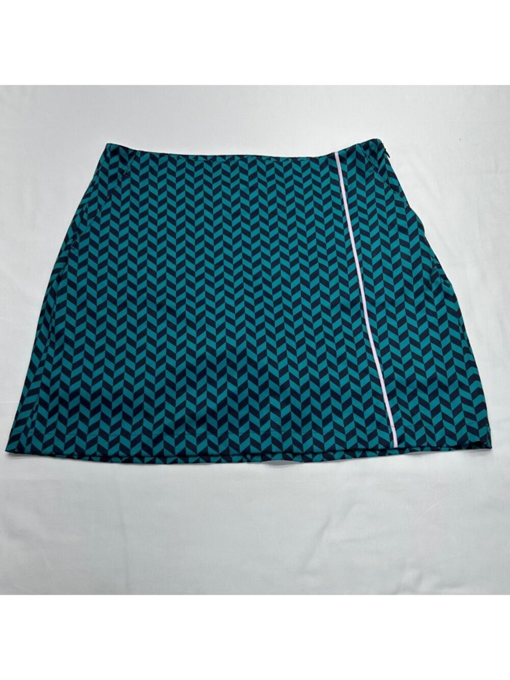 Lady Hagen Golf Skort Women's 8 Navy Turquoise Herringbone